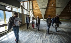 Marc Augé in progettoborca, exploring the summer camp building - photo: Giacomo De Donà