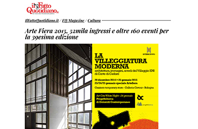 January 28, Il Fatto Quotidiano - Arte Fiera 2015, 52mila ingressi e oltre 169 eventi per la 39esima edizione