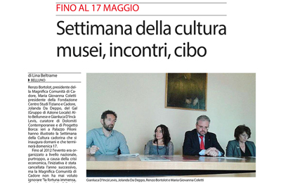 07 maggio, Corriere delle Alpi - Settimana della cultura: musei, incontri, cibo