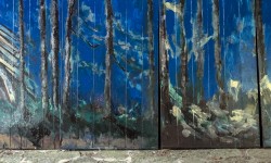 Gino Blanc, pannelli metallici pinti (ritratto di un pezzo di bosco) - Foto Giacomo De Donà
